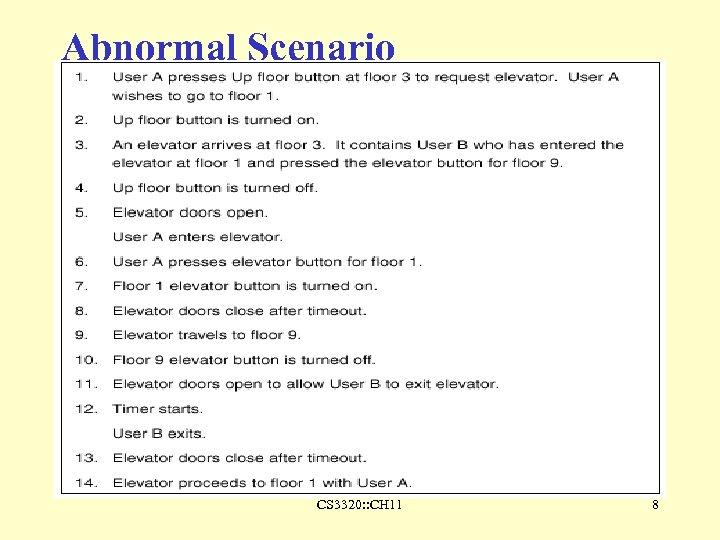 Abnormal Scenario CS 3320: : CH 11 8 