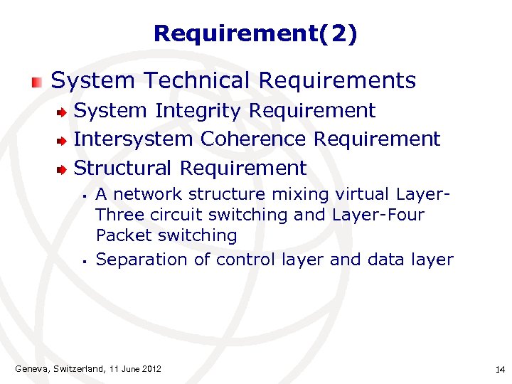 Requirement(2) System Technical Requirements System Integrity Requirement Intersystem Coherence Requirement Structural Requirement § §