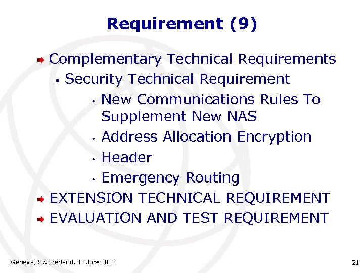 Requirement (9) Complementary Technical Requirements § Security Technical Requirement • New Communications Rules To