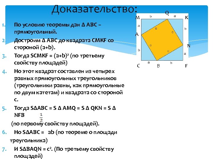 Доказательство: Q M 1. 2. 3. 4. 5. 6. 7. По условию теоремы дан