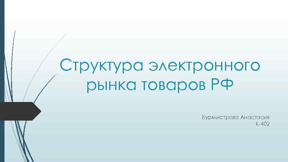 Структура электронного рынка товаров РФ Бурмистрова Анастасия К-402 