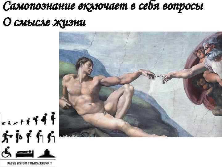 Самопознание включает в себя вопросы О смысле жизни 