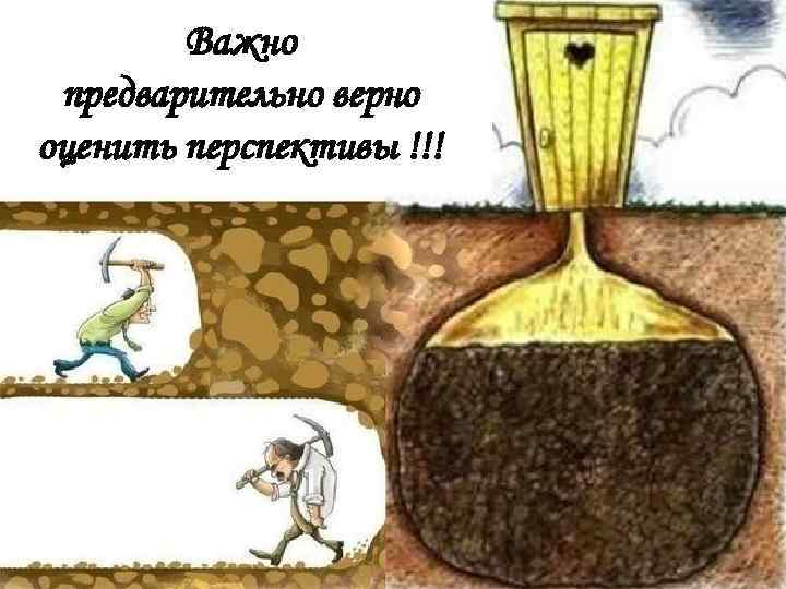Важно предварительно верно оценить перспективы !!! 