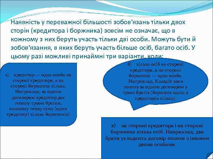 Наявність у переважної більшості зобов'язань тільки двох сторін (кредитора і боржника) зовсім не означає,