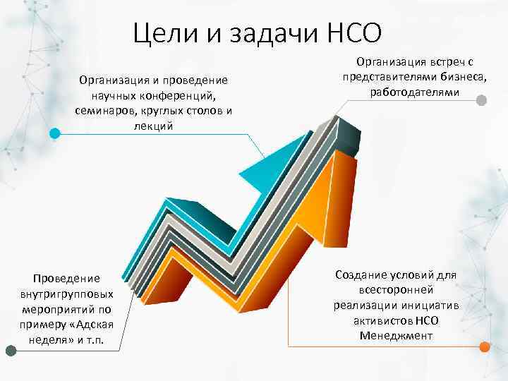 Цели и задачи НСО Организация и проведение научных конференций, семинаров, круглых столов и лекций