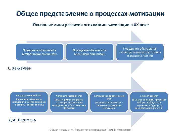 Общее представление о процессах мотивации Основные лини развития психологии мотивации в ХХ веке Поведение