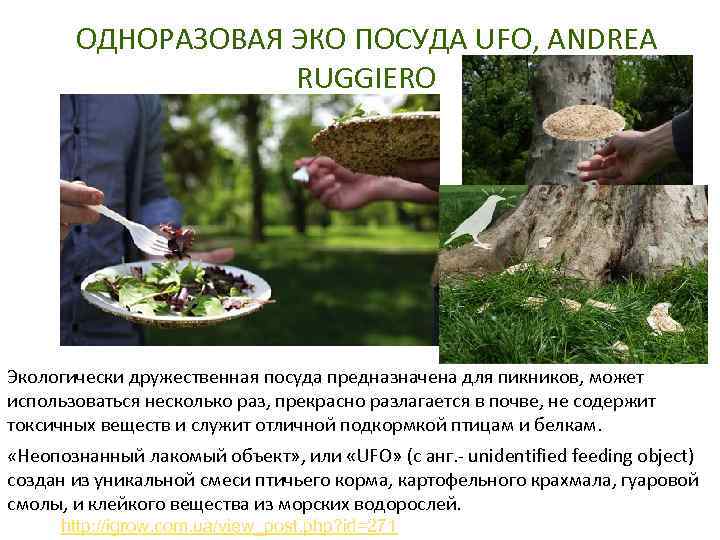 ОДНОРАЗОВАЯ ЭКО ПОСУДА UFO, ANDREA RUGGIERO Экологически дружественная посуда предназначена для пикников, может использоваться