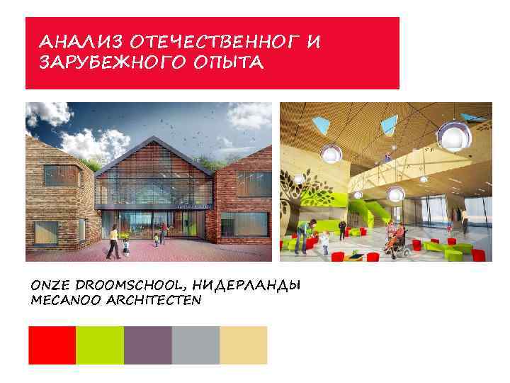 АНАЛИЗ ОТЕЧЕСТВЕННОГ И ЗАРУБЕЖНОГО ОПЫТА ONZE DROOMSCHOOL, НИДЕРЛАНДЫ MECANOO ARCHITECTEN 