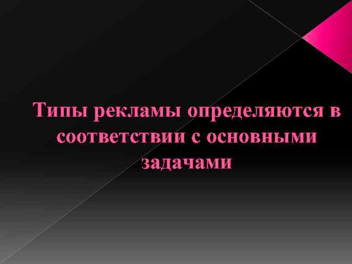 Типы рекламы определяются в соответствии с основными задачами 