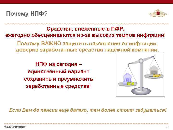 Почему НПФ? Средства, вложенные в ПФР, ежегодно обесцениваются из-за высоких темпов инфляции! Поэтому ВАЖНО