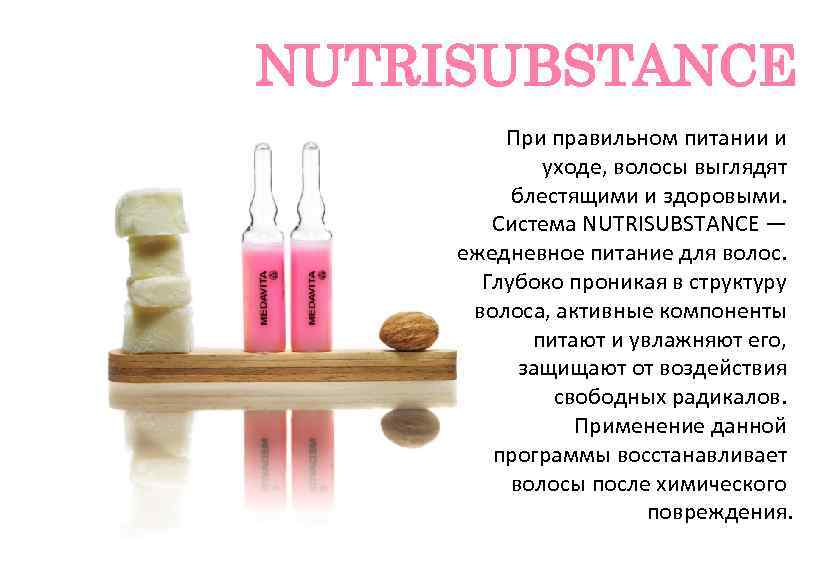 NUTRISUBSTANCE При правильном питании и уходе, волосы выглядят блестящими и здоровыми. Система NUTRISUBSTANCE —