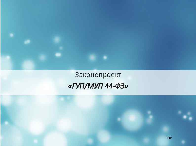 Законопроект «ГУП/МУП 44 -ФЗ» 110 