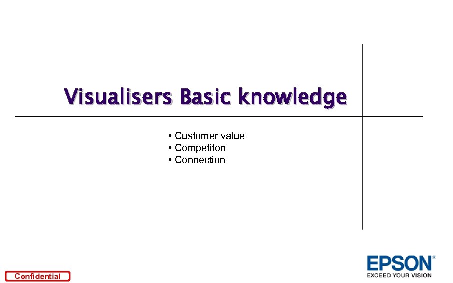 Visualisers Basic knowledge • Customer value • Competiton • Connection Confidential 