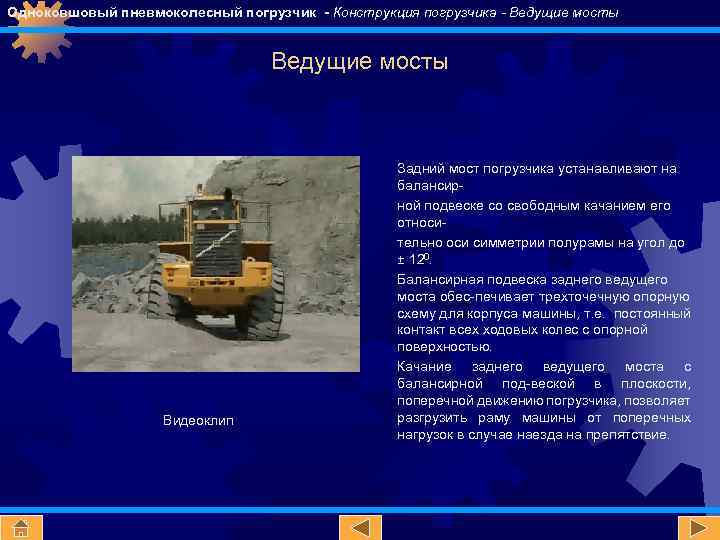 Одноковшовый пневмоколесный погрузчик - Конструкция погрузчика - Ведущие мосты Видеоклип Задний мост погрузчика устанавливают
