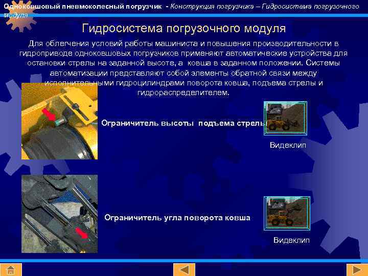 Одноковшовый пневмоколесный погрузчик - Конструкция погрузчика – Гидросистема погрузочного модуля Для облегчения условий работы