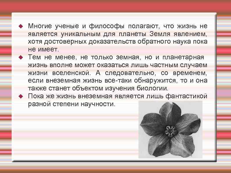 Многие ученые и философы полагают, что жизнь не является уникальным для планеты Земля