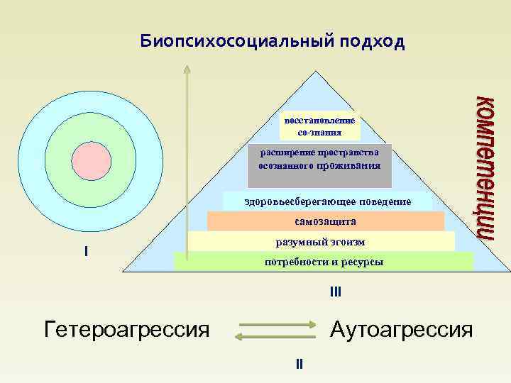 Биопсихосоциальный подход восстановление со-знания расширение пространства осознанного проживания здоровьесберегающее поведение самозащита I разумный эгоизм