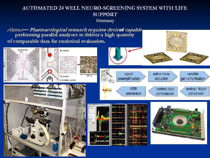 AUTOMATED 24 WELL NEURO-SCREENING SYSTEM WITH LIFE SUPPORT Germany Abstract— Pharmacological research requires devices