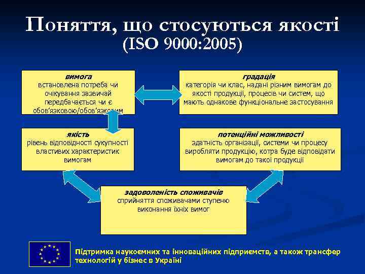 Поняття, що стосуються якості (ISO 9000: 2005) вимога градація встановлена потреба чи очікування зазвичай