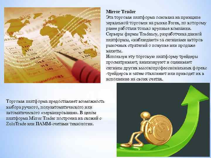 Mirror Trader Эта торговая платформа основана на принципе зеркальной торговли на рынке Forex, по