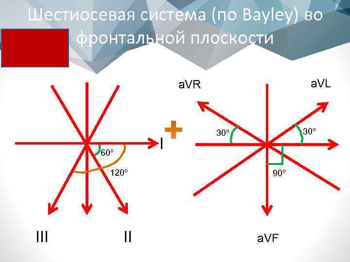 Шестиосевая система (по Bayley) во фронтальной плоскости a. VL a. VR I 60º 120º