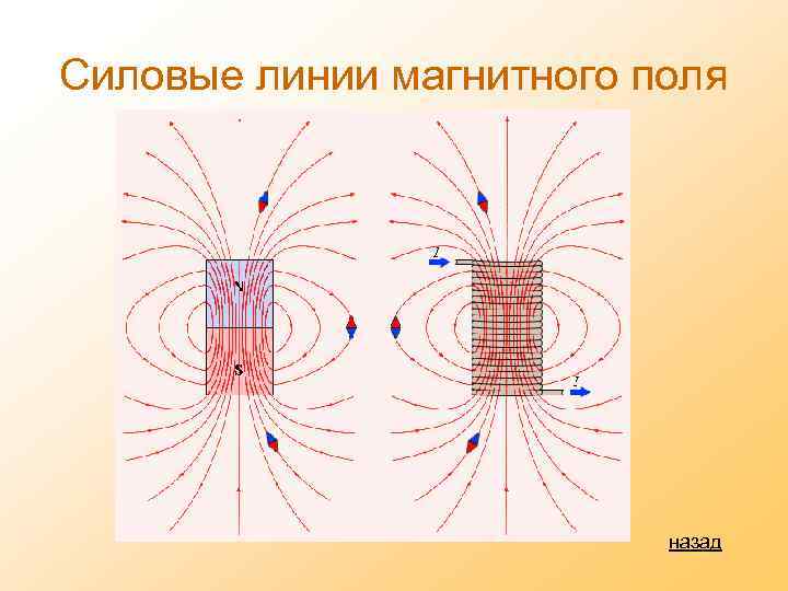 Силовые линии магнитного поля назад 