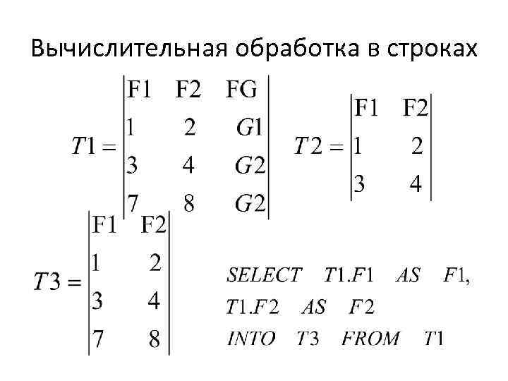 Вычислительная обработка в строках 