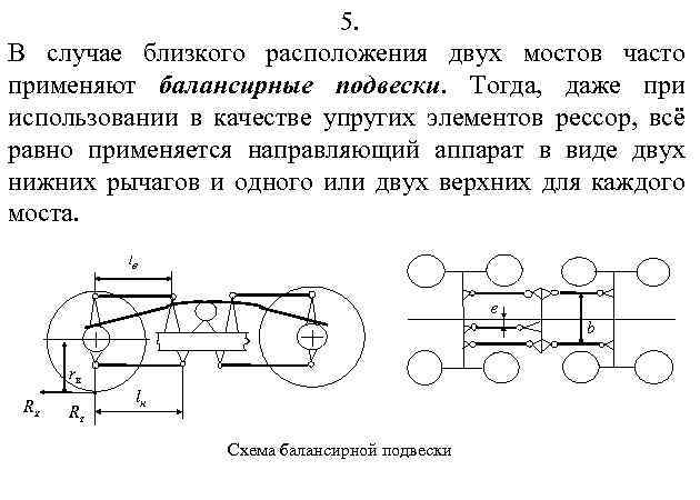 5. В случае близкого расположения двух мостов часто применяют балансирные подвески. Тогда, даже при
