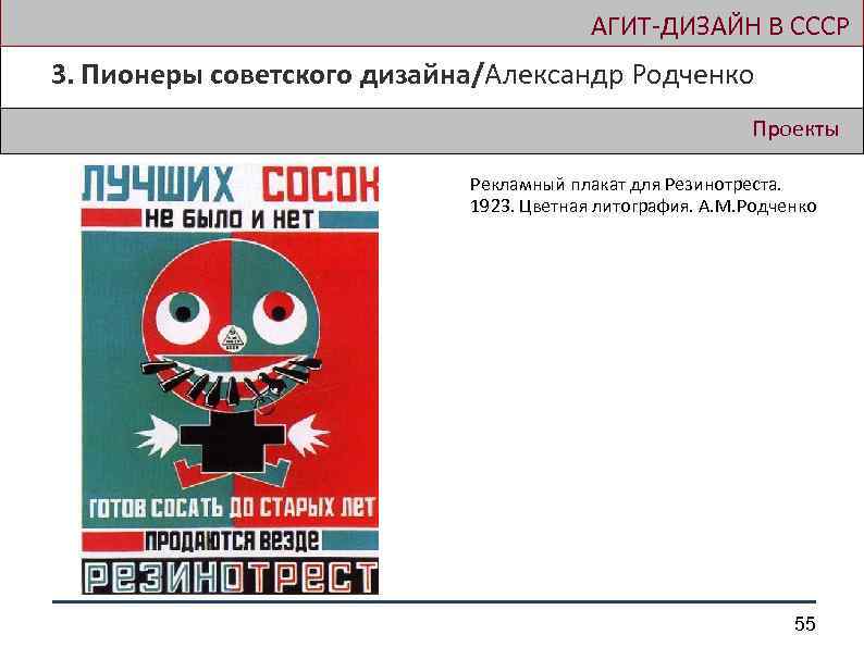  АГИТ-ДИЗАЙН В СССР 3. Пионеры советского дизайна/Александр Родченко Проекты Рекламный плакат для Резинотреста.