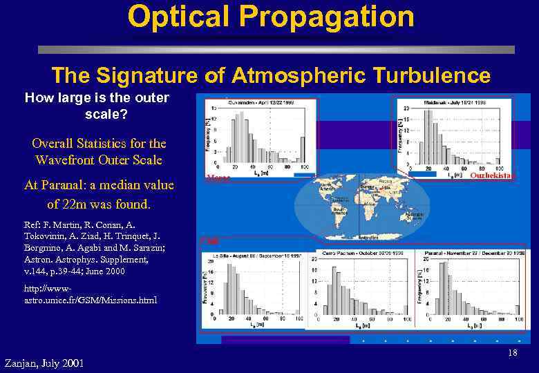 Optical Propagation The Signature of Atmospheric Turbulence How large is the outer scale? Overall