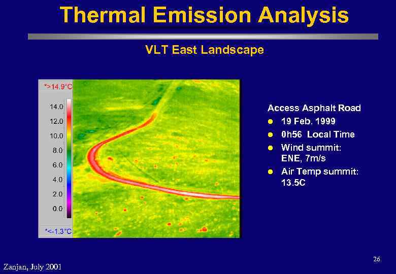 Thermal Emission Analysis VLT East Landscape Access Asphalt Road l 19 Feb. 1999 l