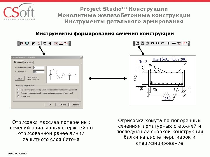 Project Studio. CS Конструкции Монолитные железобетонные конструкции Инструменты детального армирования Инструменты формирования сечения конструкции