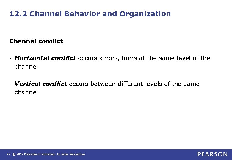 12. 2 Channel Behavior and Organization Channel conflict • Horizontal conflict occurs among firms