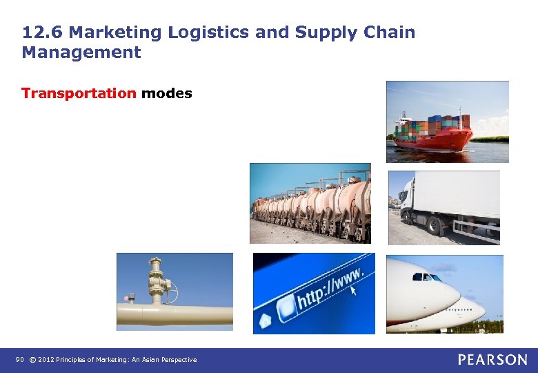 12. 6 Marketing Logistics and Supply Chain Management Transportation modes 90 © 2012 Principles