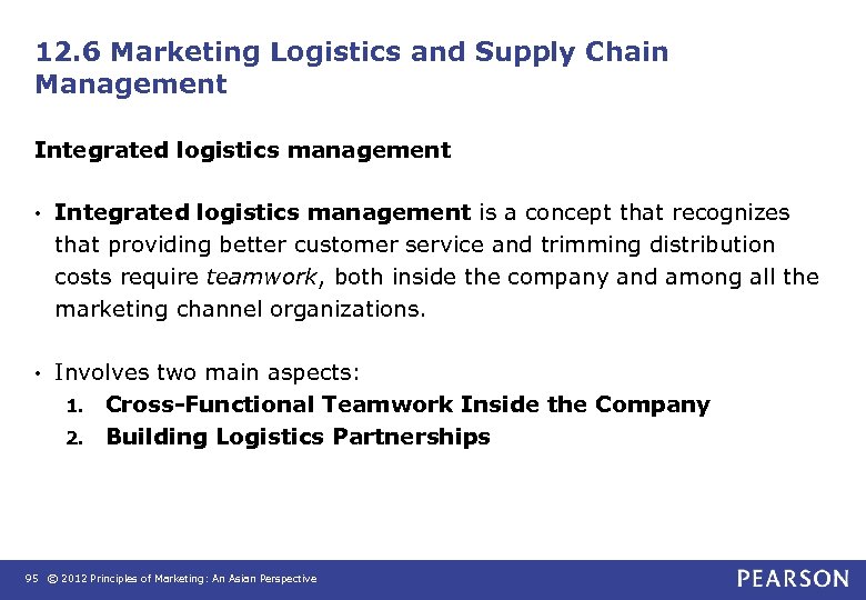 12. 6 Marketing Logistics and Supply Chain Management Integrated logistics management • Integrated logistics