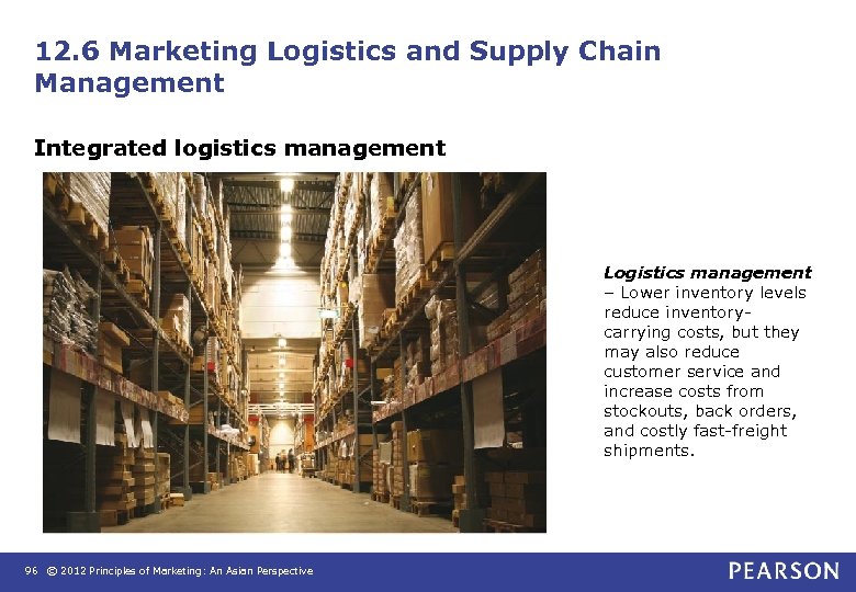 12. 6 Marketing Logistics and Supply Chain Management Integrated logistics management Logistics management –