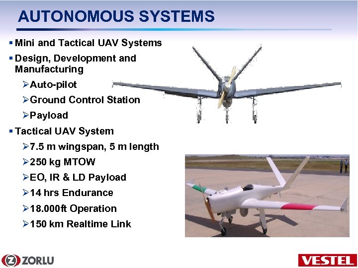 AUTONOMOUS SYSTEMS § Mini and Tactical UAV Systems § Design, Development and Manufacturing ØAuto-pilot