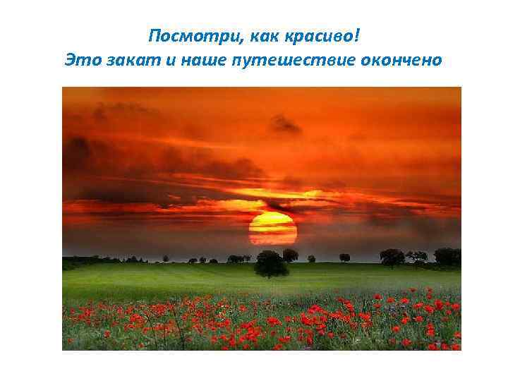 Посмотри, как красиво! Это закат и наше путешествие окончено 