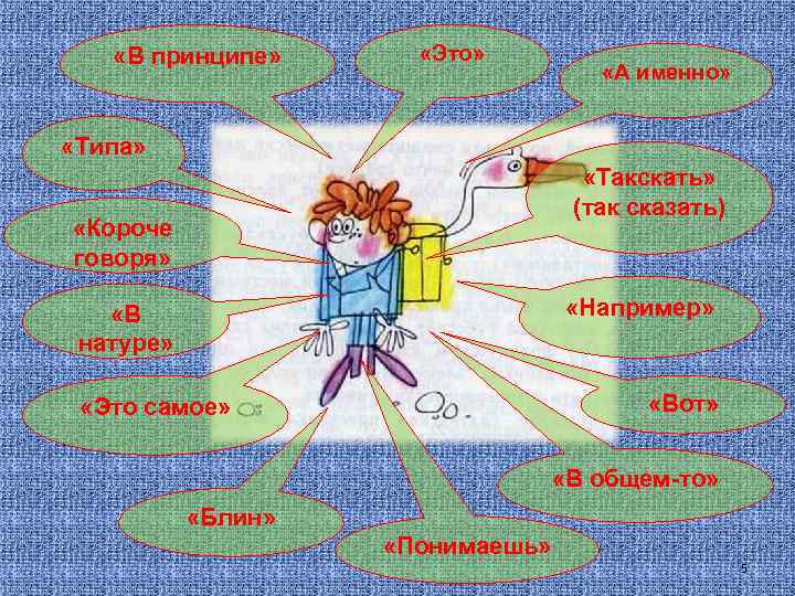 Скажем например. Цель проекта слова паразиты. Картинка подходящая к слову паразиту в принципе.