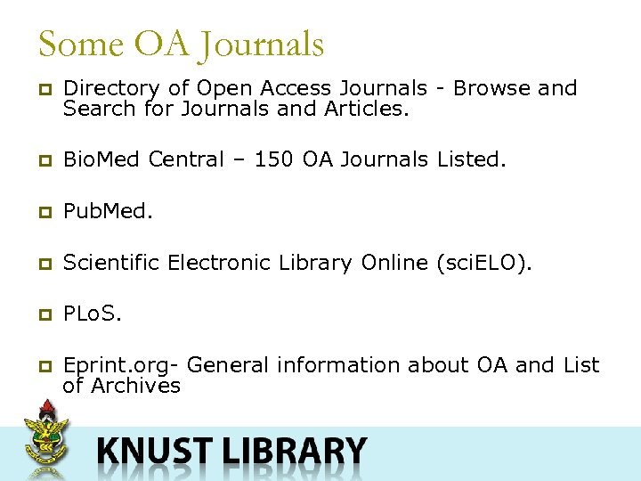 Some OA Journals p Directory of Open Access Journals - Browse and Search for