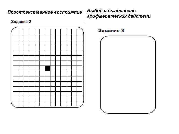Пространственное восприятие Выбор и выполнение арифметических действий 