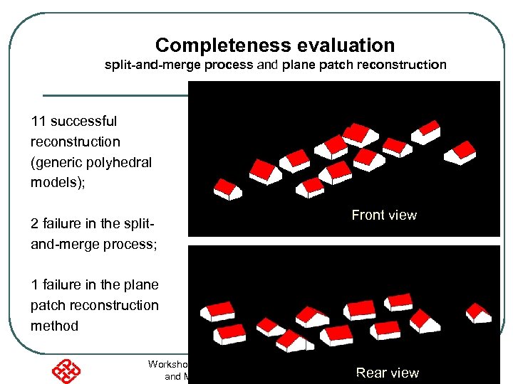 Completeness evaluation split-and-merge process and plane patch reconstruction 11 successful reconstruction (generic polyhedral models);