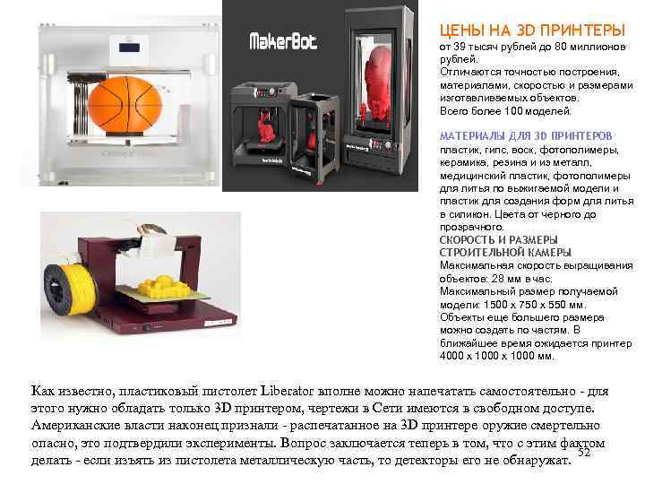 ЦЕНЫ НА 3 D ПРИНТЕРЫ от 39 тысяч рублей до 80 миллионов рублей. Отличаются