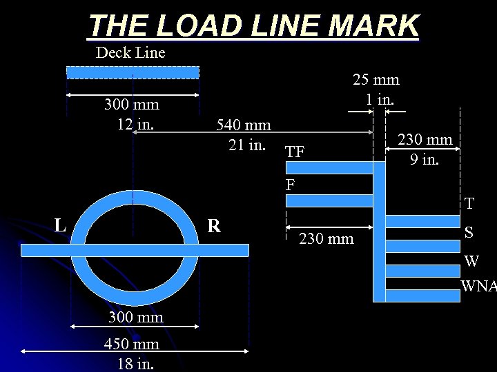 THE LOAD LINE MARK Deck Line 300 mm 12 in. 25 mm 1 in.