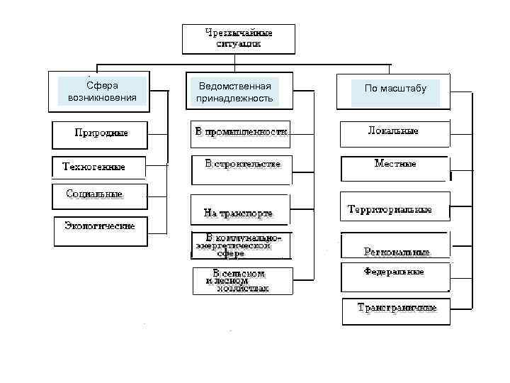 Сфера возникновения Ведомственная принадлежность По масштабу 