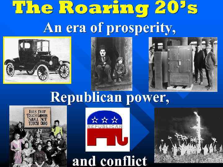 The Roaring 20’s An era of prosperity, Republican power, and conflict 