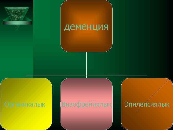 деменция Органикалық Шизофрениялық Эпилепсиялық 