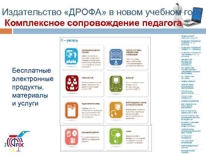Издательство «ДРОФА» в новом учебном году Комплексное сопровождение педагога Бесплатные электронные продукты, материалы и