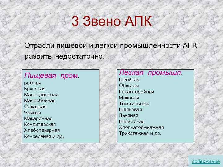 Агропромышленный комплекс легкая промышленность