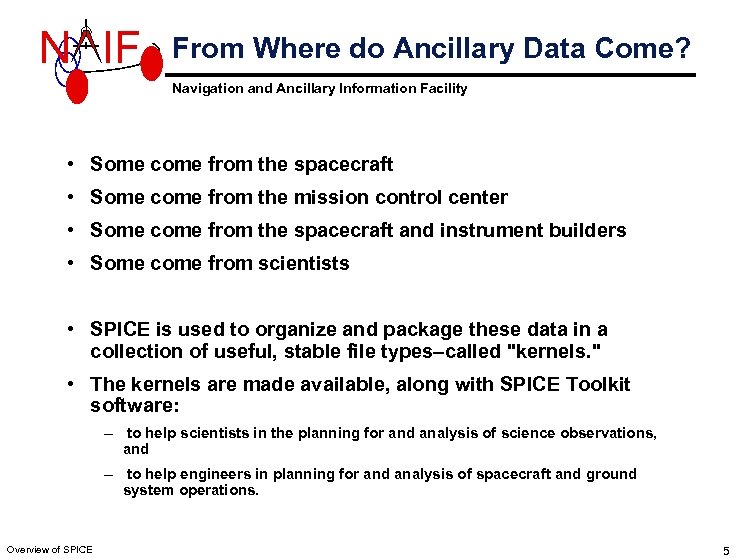 N IF From Where do Ancillary Data Come? Navigation and Ancillary Information Facility •